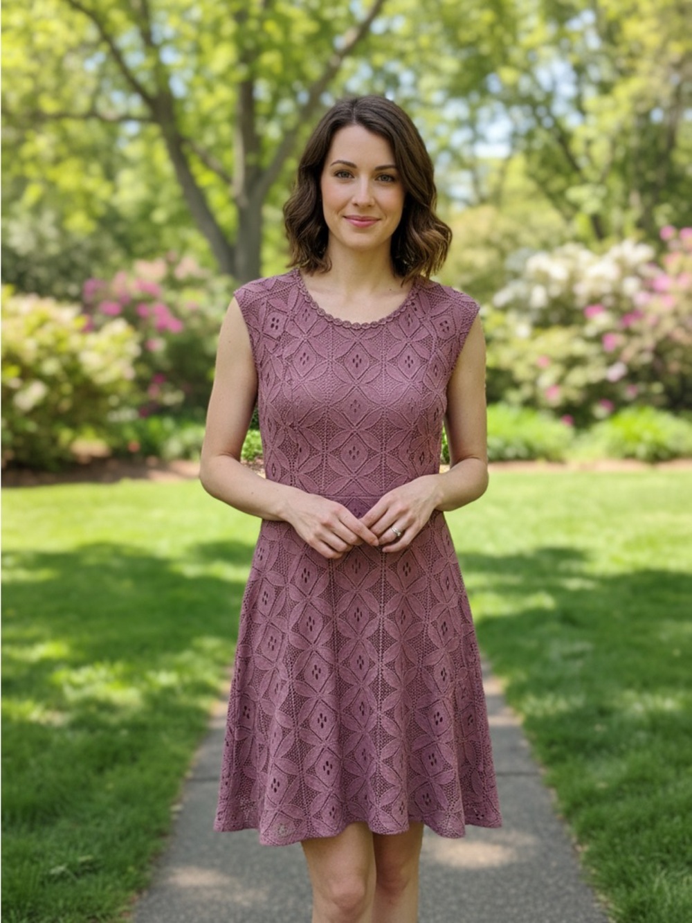 Altar'd State Women’s Sleeveless Lace Midi Dress in Dusty Purple